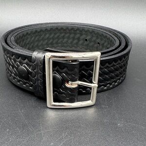 Boston Leather Basketweave Textured Men's Black Belt Size 52